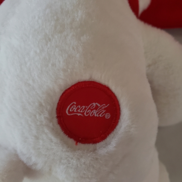 NWT 2013 Coca Cola Coke White Plush Polar Bear Scarf 7" Toy Stuffed Animal Sit - Picture 9 of 13